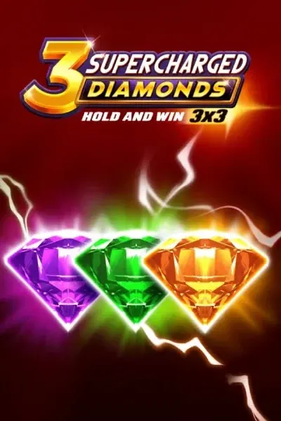 Trois diamants colorés traversés d'éclairs