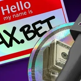 Étiquette AX.BET et hache noire sur billets de banque