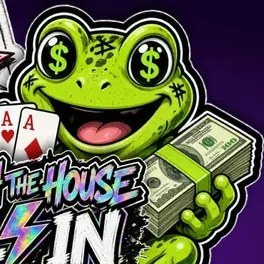 Grenouille aux yeux en dollars tenant une liasse de billets